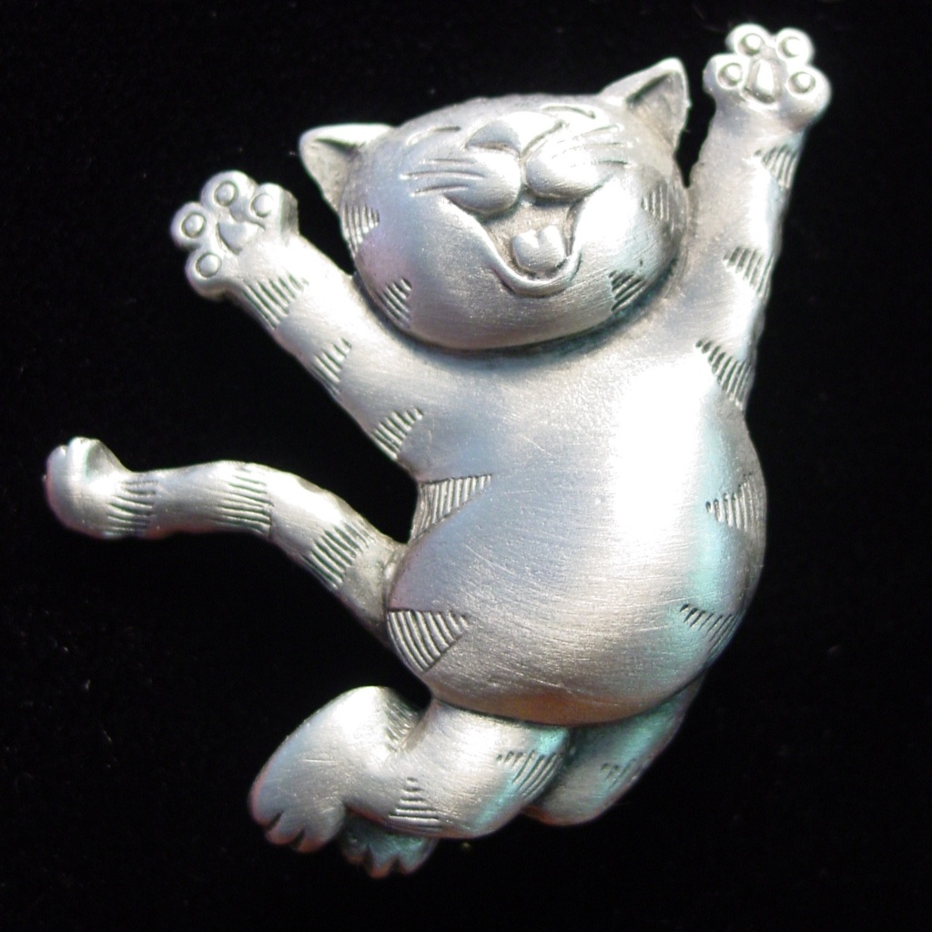 Joyful Cat Jumping Pin Brooch 15$